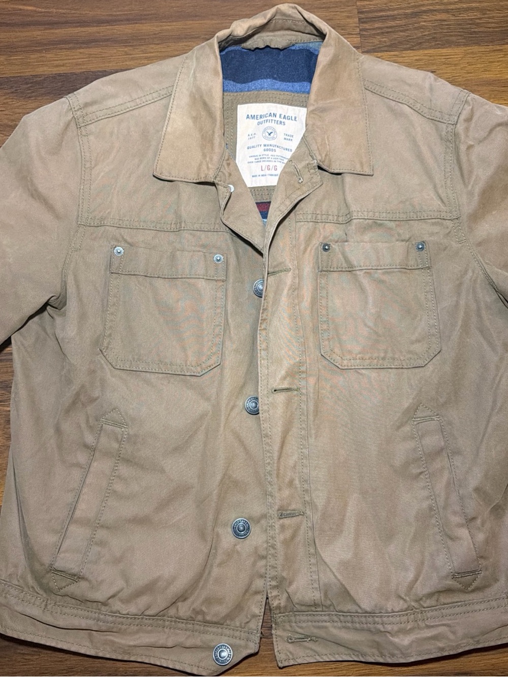American Eagle Outfitters Tan Button-Front Shirt Jacket